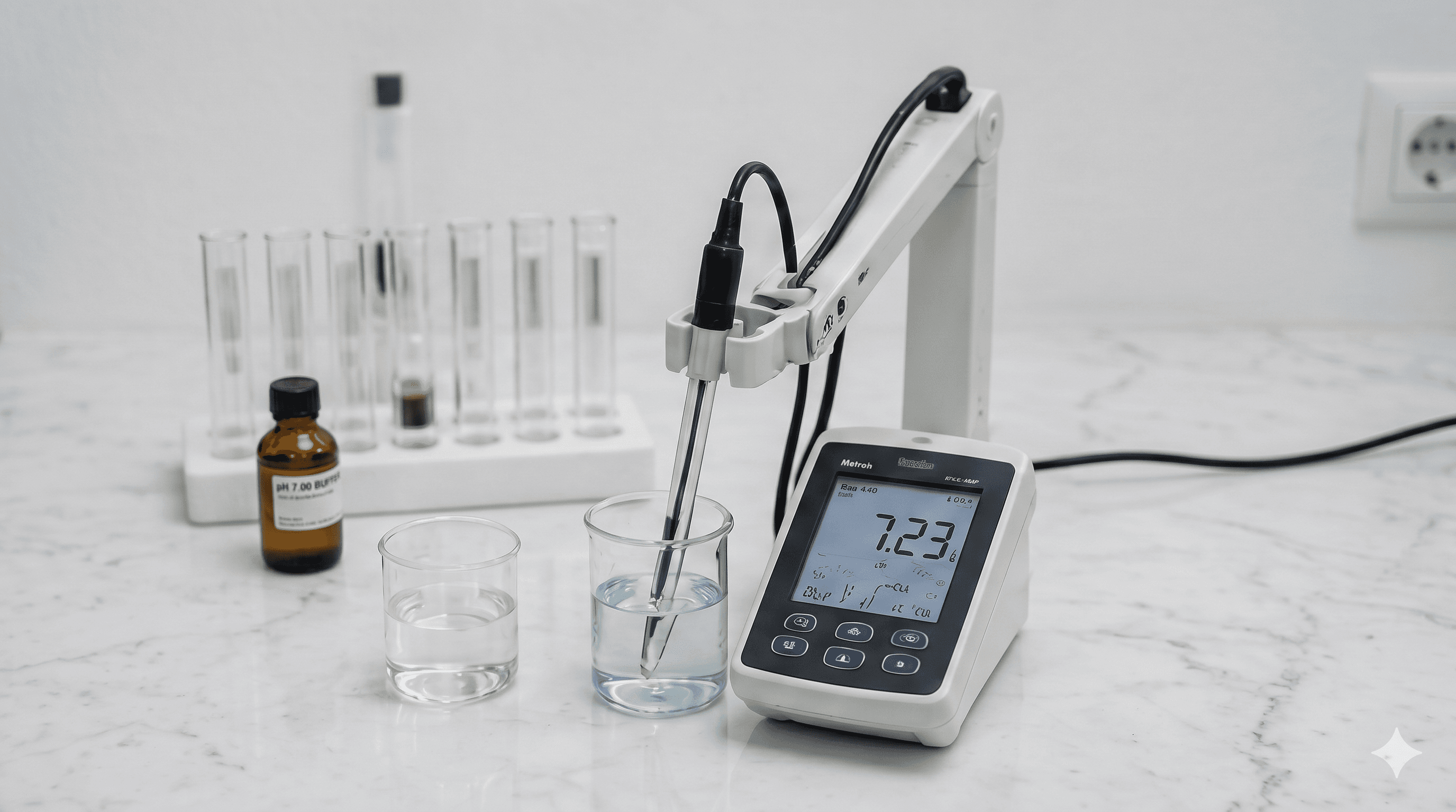 Medición de pH en muestra de agua — laboratorio CBI Viale