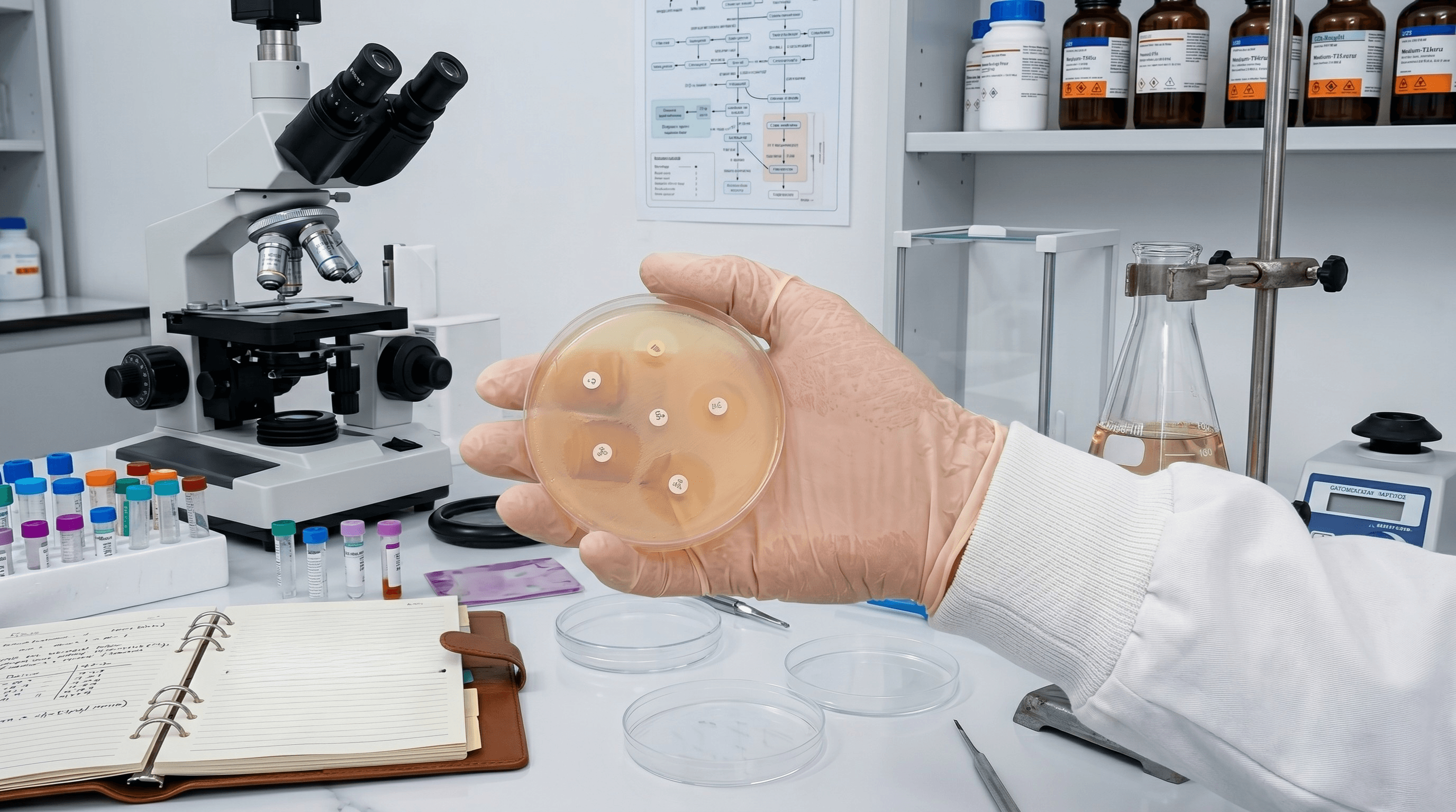 Antibiograma en placa de cultivo — laboratorio CBI Viale